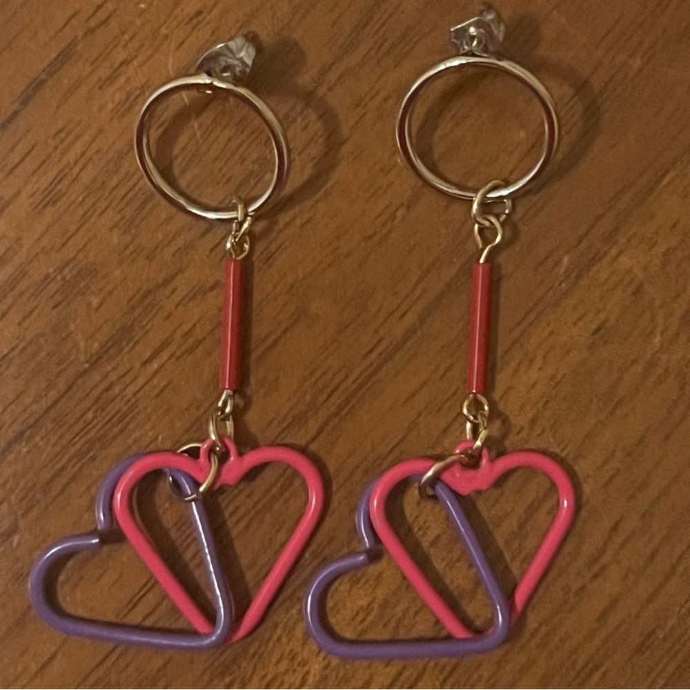 Vintage retro fashion looped heart earrings